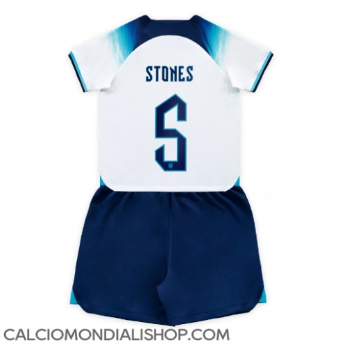 Maglie da calcio Inghilterra John Stones #5 Prima Maglia Bambino Mondiali 2022 Manica Corta (+ Pantaloni corti)
